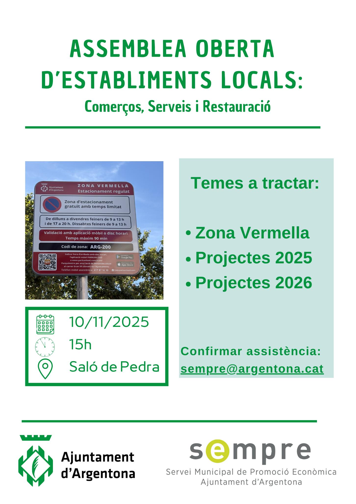 Cartell assemblea oberta d'establiments locals
