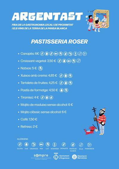carta Pastisseria Roser