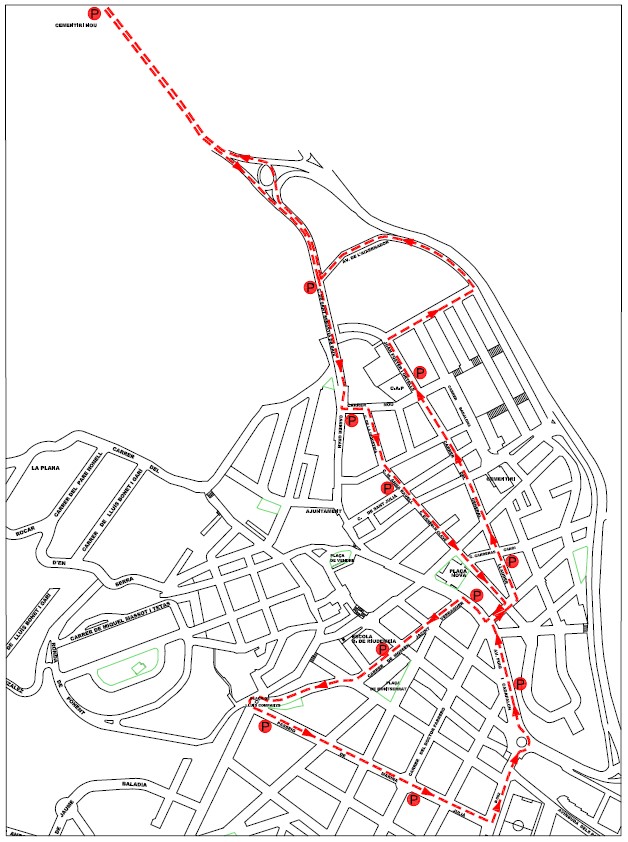 mapa recorregut bus cementiri nou
