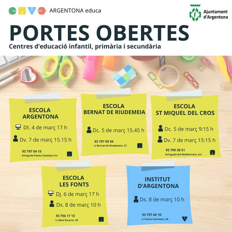 portes obertes centres educatius 2025