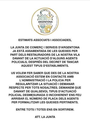 argentona comer&ccedil;